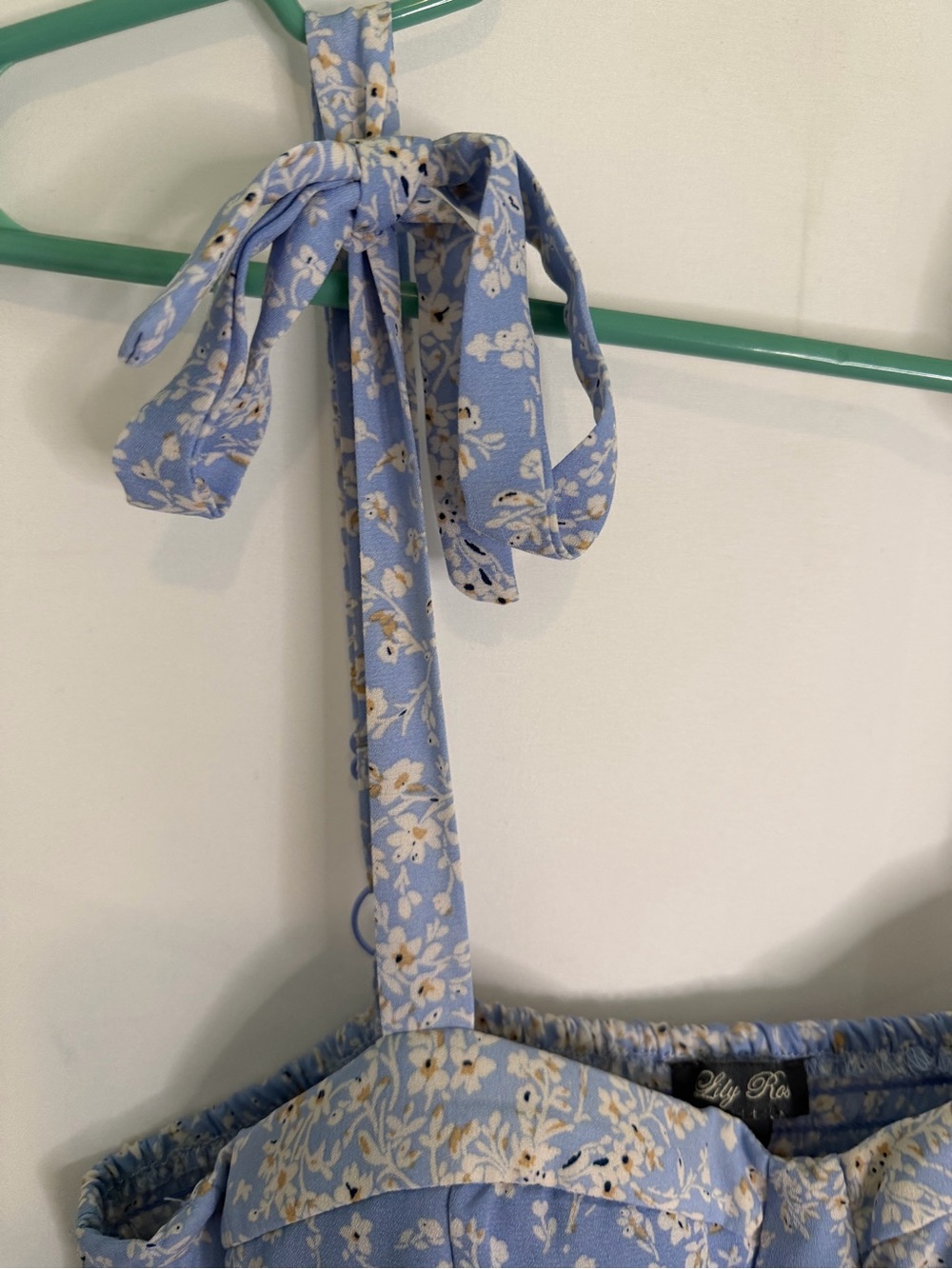 3/$20 Lily Rose Blue Floral Spaghetti Strap Knee Length Dress - Picture 5 of 5